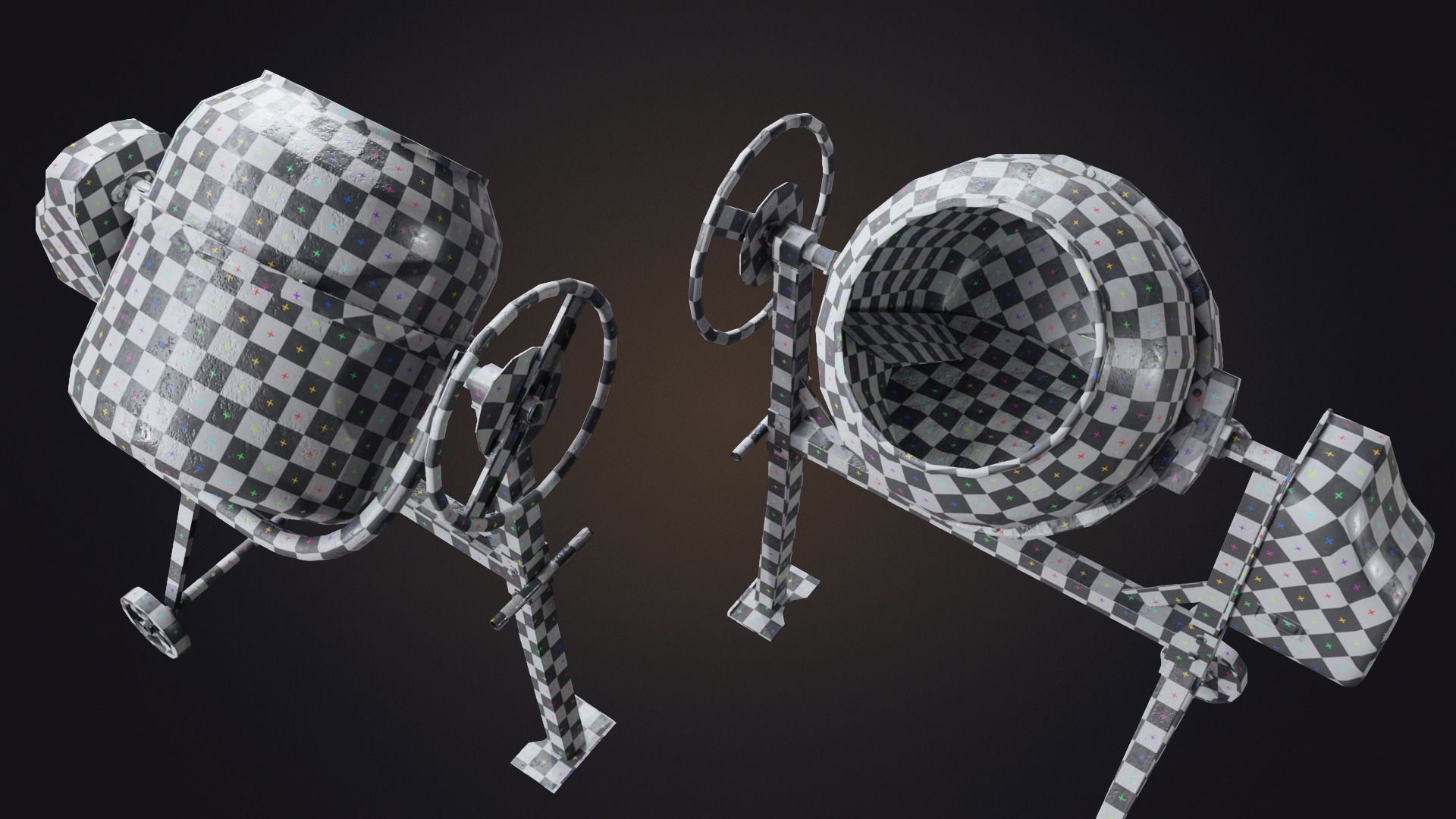 Old Concrete Mixer Low-poly 3D model_17