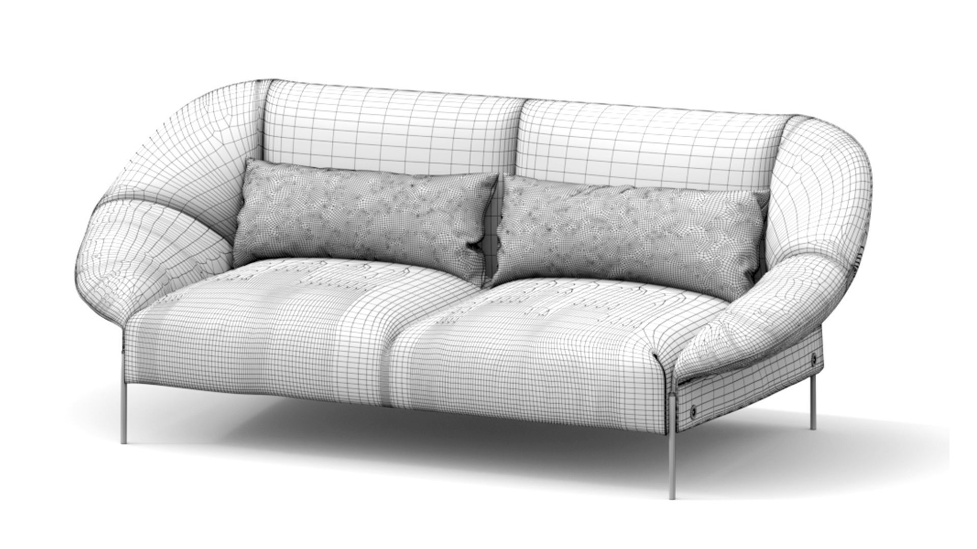 Loveseat Sofa Flared Arm  Tobacco l  Two-seat couch  3D model_18