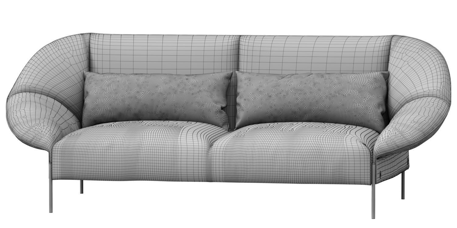 Loveseat Sofa Flared Arm  Tobacco l  Two-seat couch  3D model_16