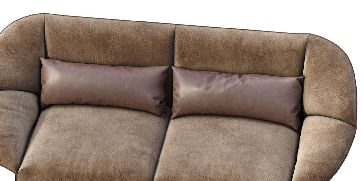 Loveseat Sofa Flared Arm  Tobacco l  Two-seat couch  3D model_15