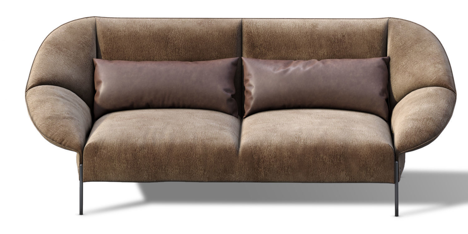 Loveseat Sofa Flared Arm  Tobacco l  Two-seat couch  3D model_11