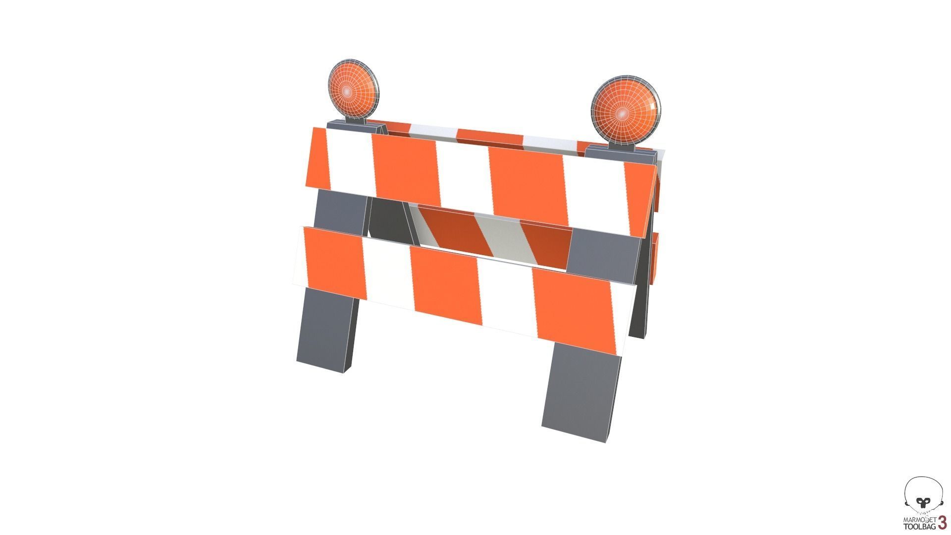 Traffic Barrier Low-poly 3D model_5