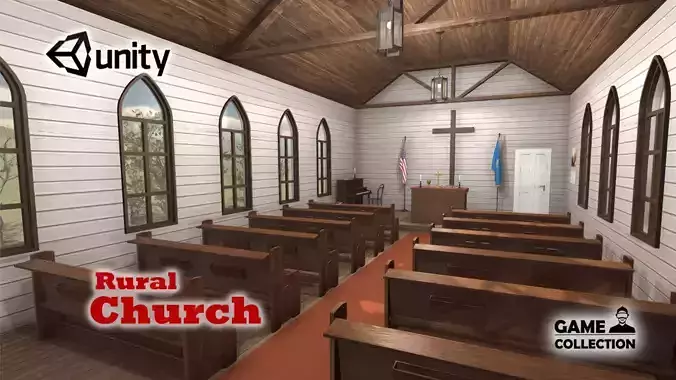 Rural Church Low-poly 3D model