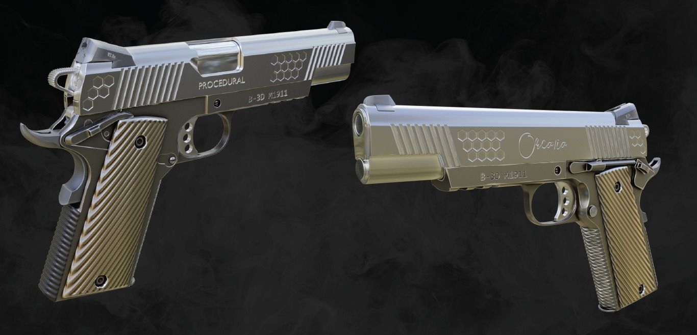 M1911 Pistol - Blender cycles 3D model_1