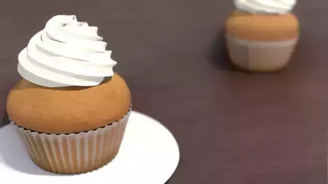 CupCake with whipped cream on top