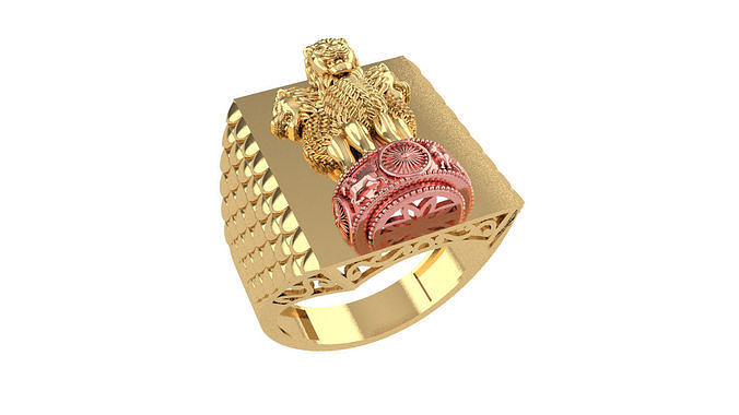 India Ashoka Gents Ring 3D print model