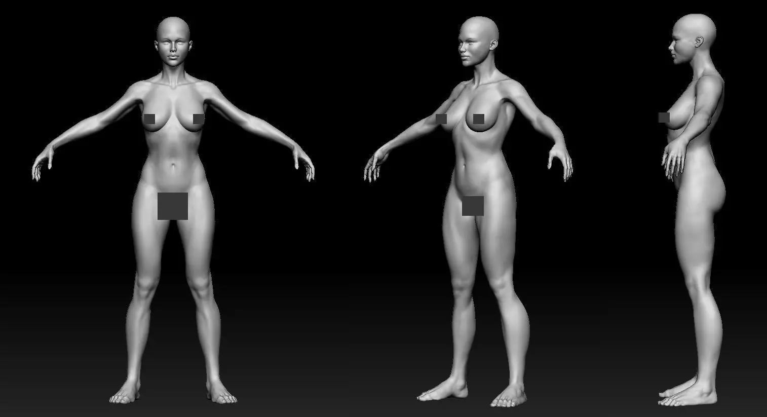 female body 01 Low-poly 3D model_0