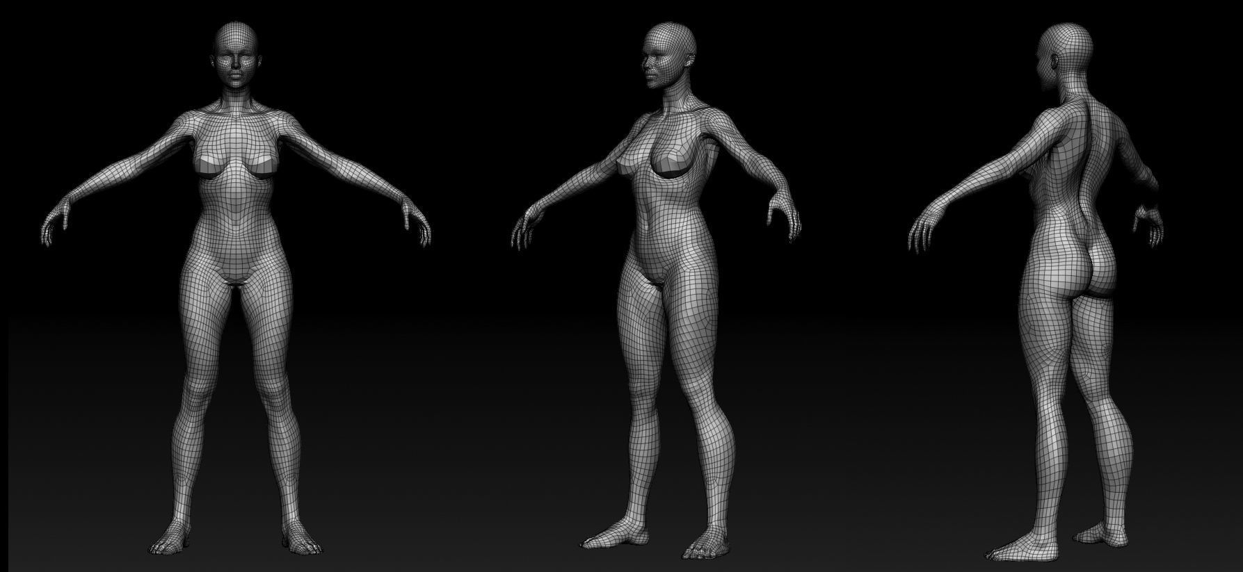 female body 01 Low-poly 3D model_2