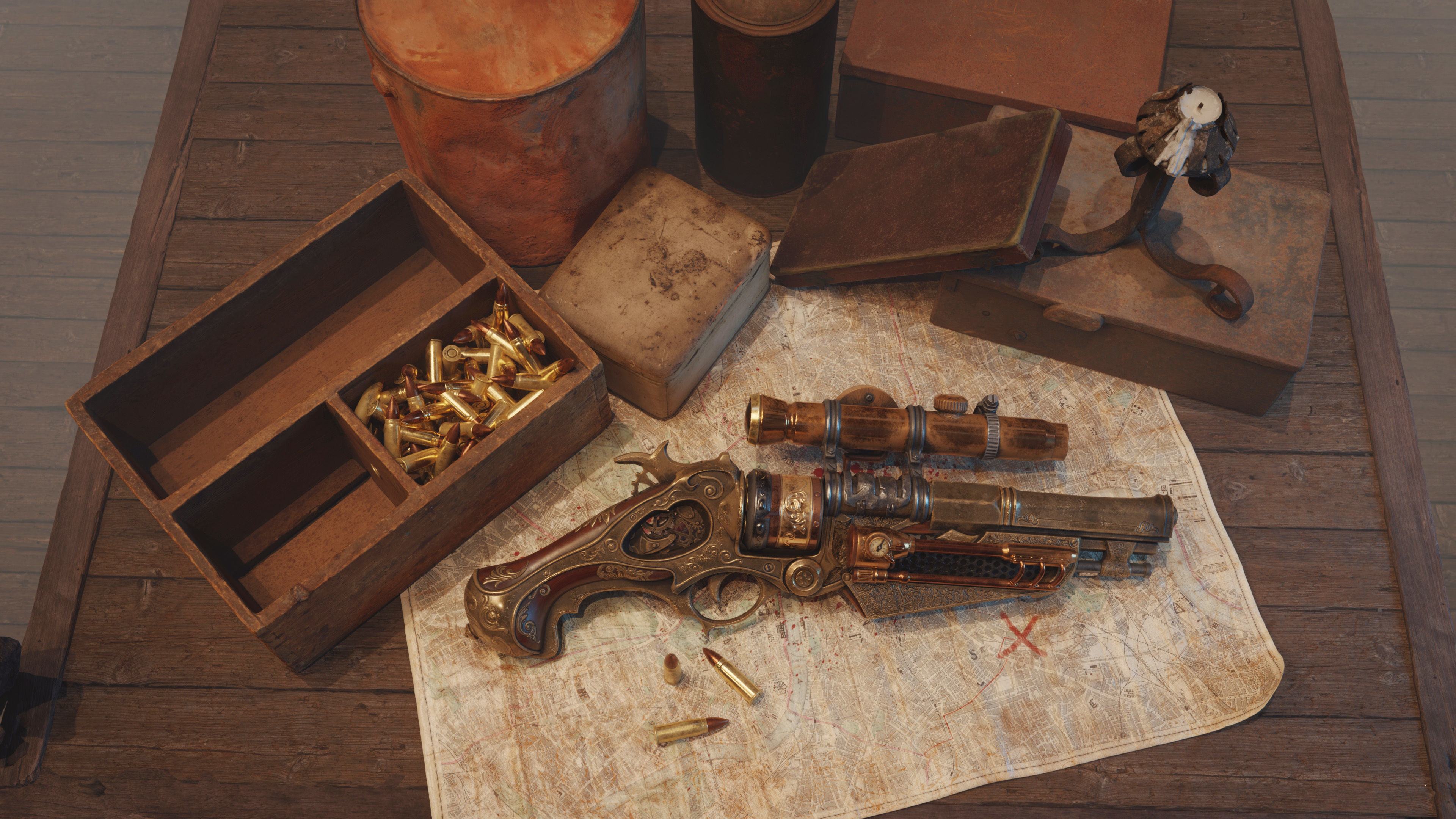 Steampunk Gun - Queens Tender Low-poly 3D model_4