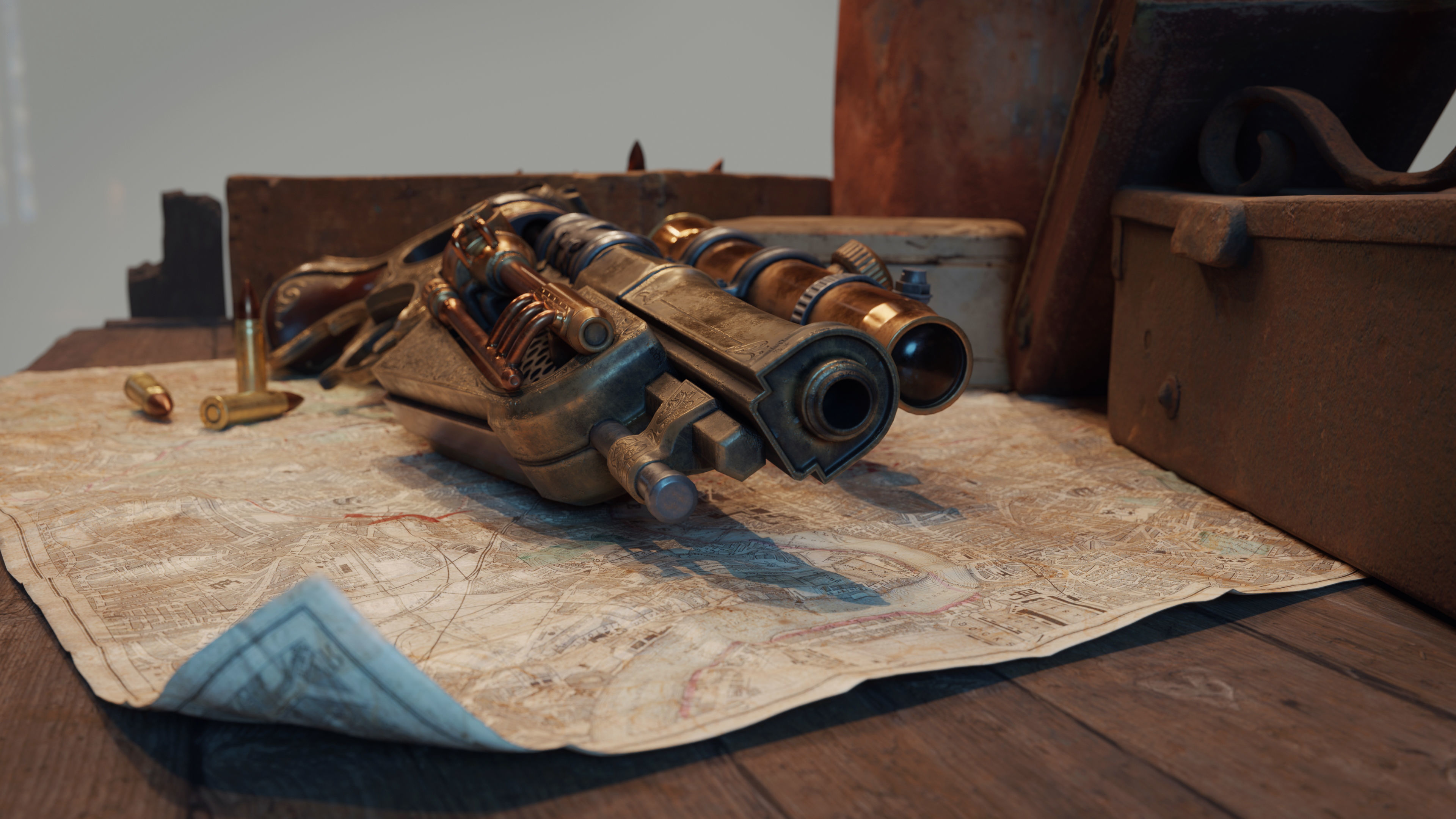 Steampunk Gun - Queens Tender Low-poly 3D model_3