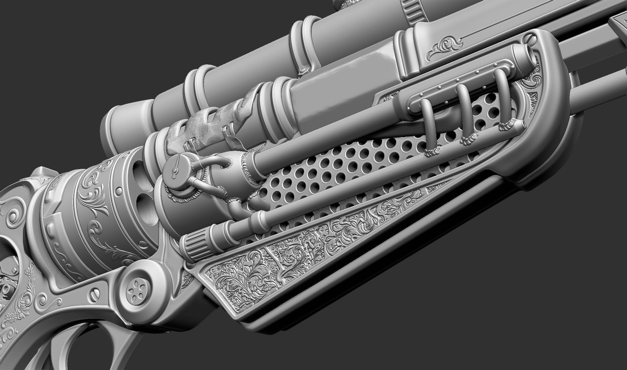 Steampunk Gun - Queens Tender Low-poly 3D model_20