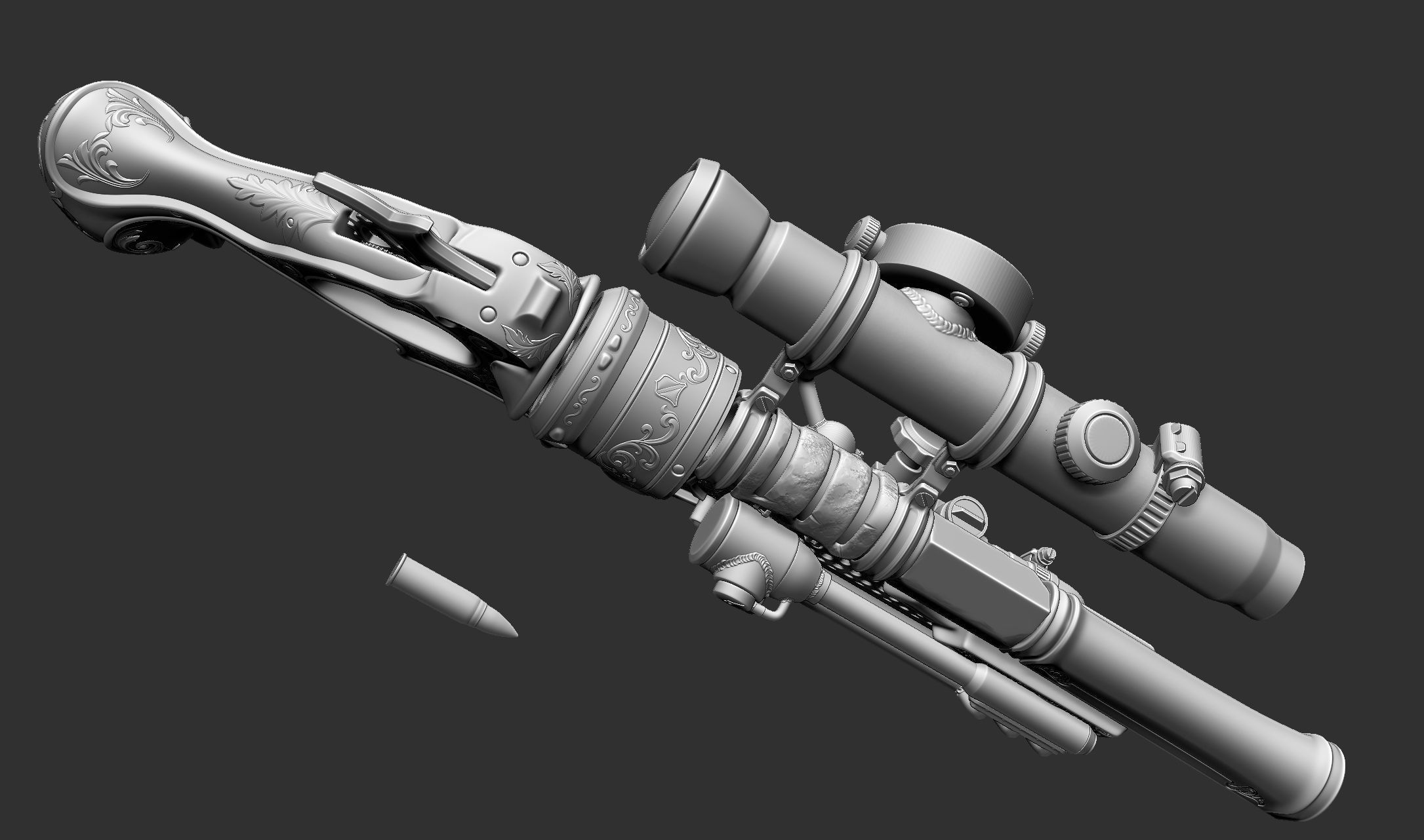 Steampunk Gun - Queens Tender Low-poly 3D model_19