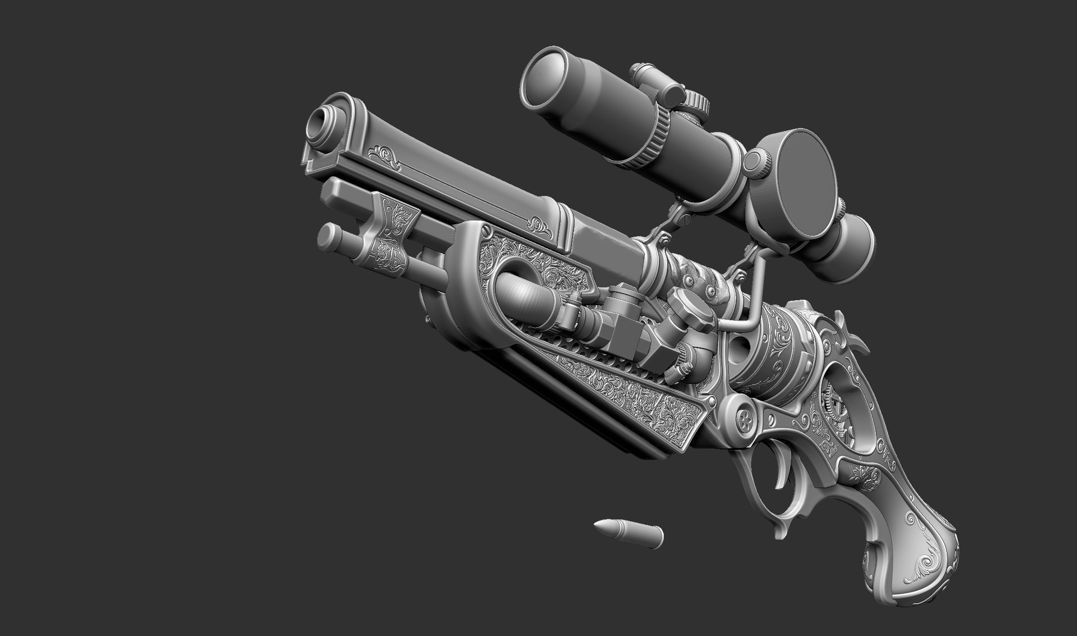 Steampunk Gun - Queens Tender Low-poly 3D model_21