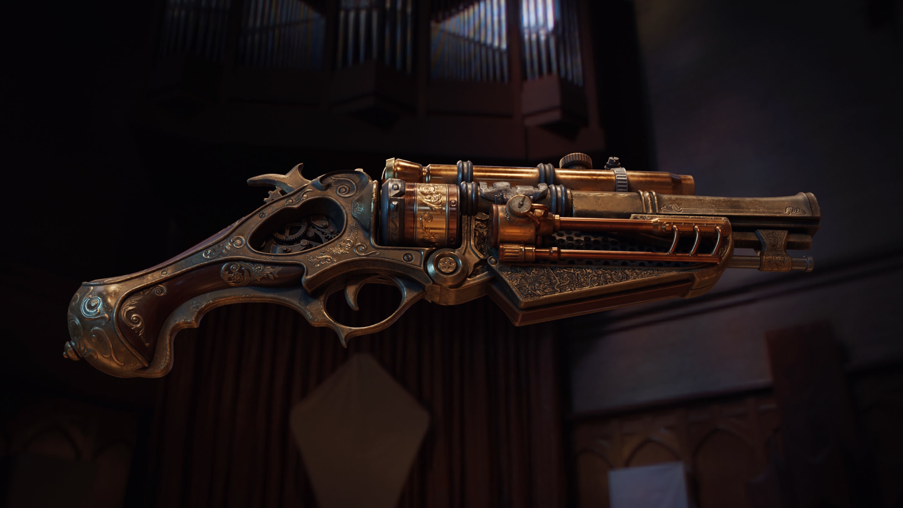 Steampunk Gun - Queens Tender Low-poly 3D model_15