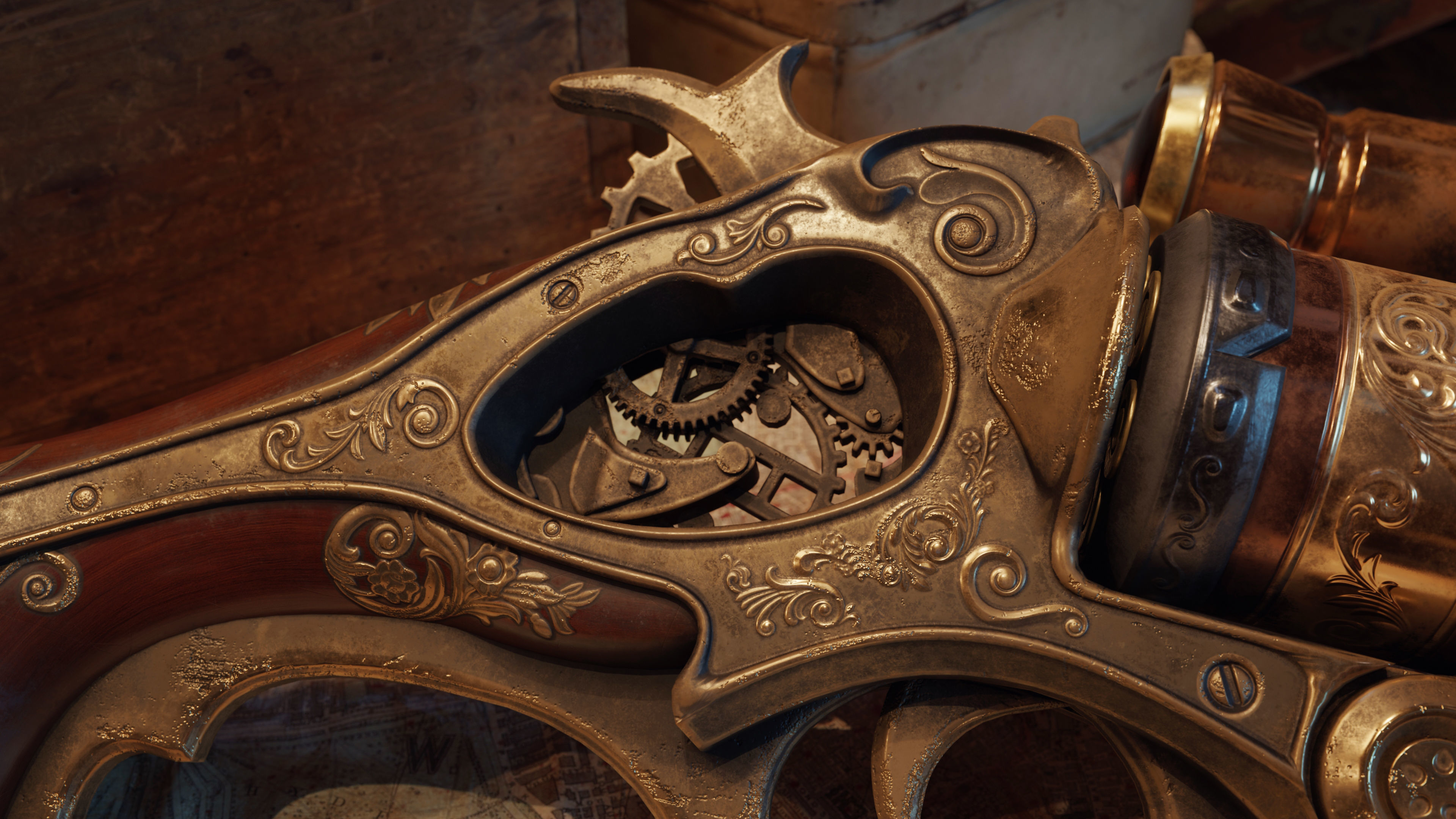 Steampunk Gun - Queens Tender Low-poly 3D model_5