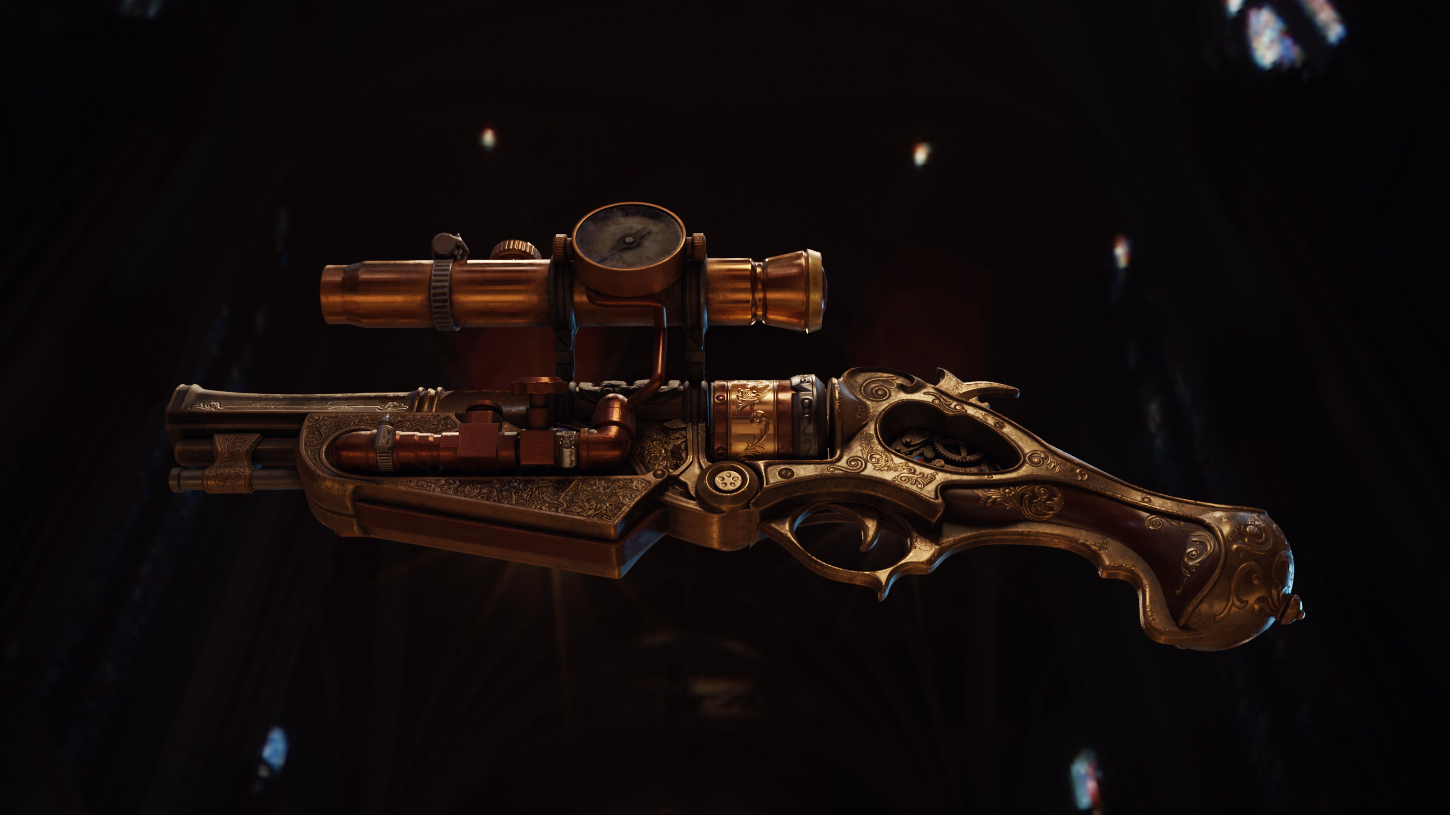 Steampunk Gun - Queens Tender Low-poly 3D model_14