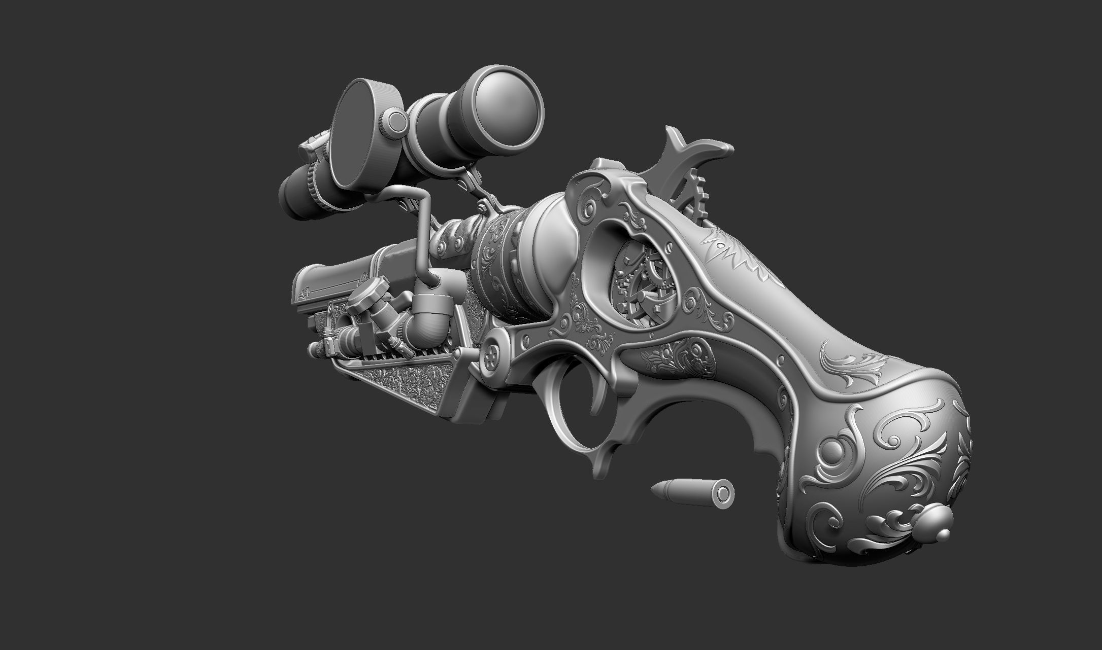 Steampunk Gun - Queens Tender Low-poly 3D model_18