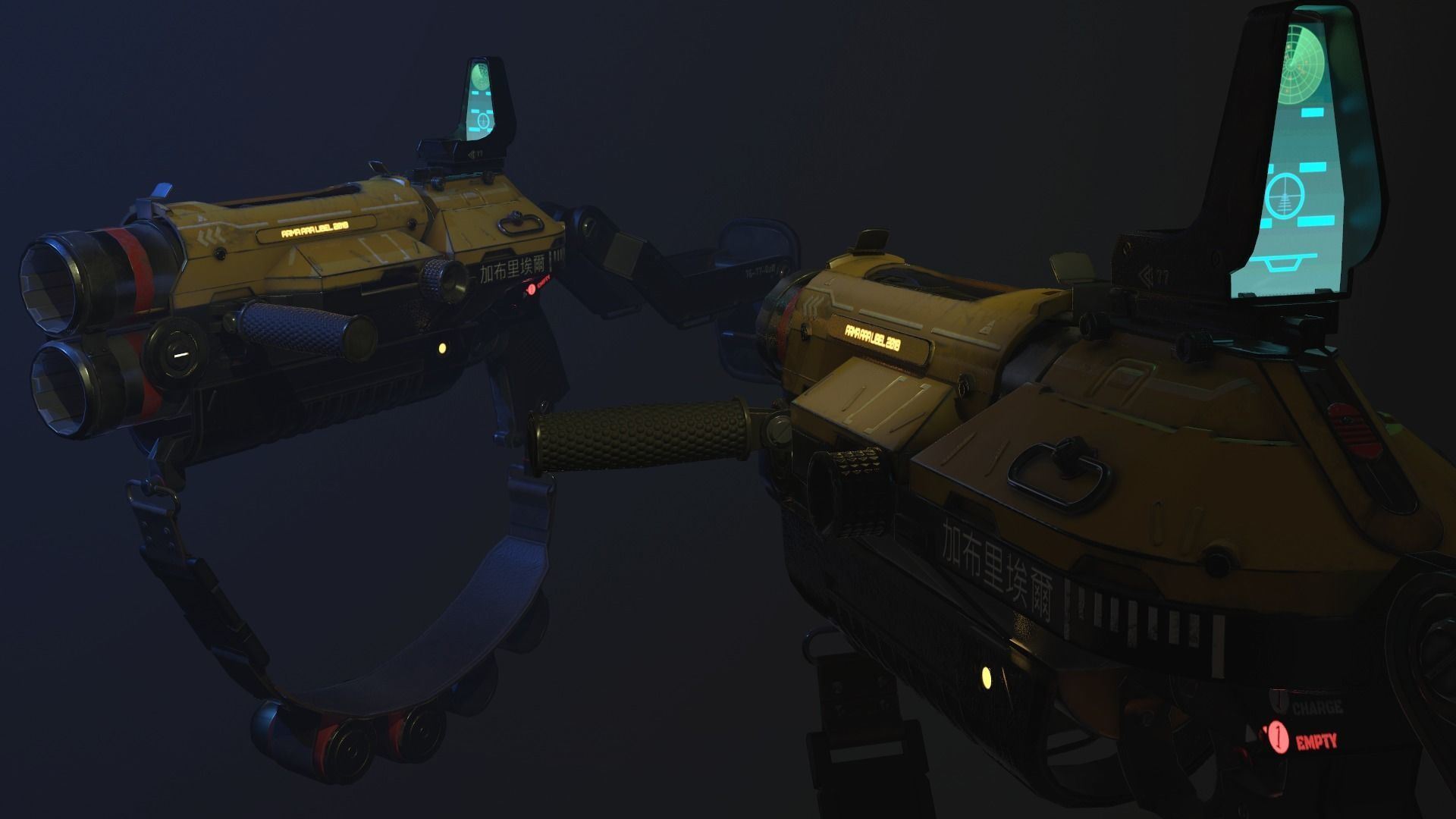 Double Barrel Grenade Launcher Low-poly 3D model_5