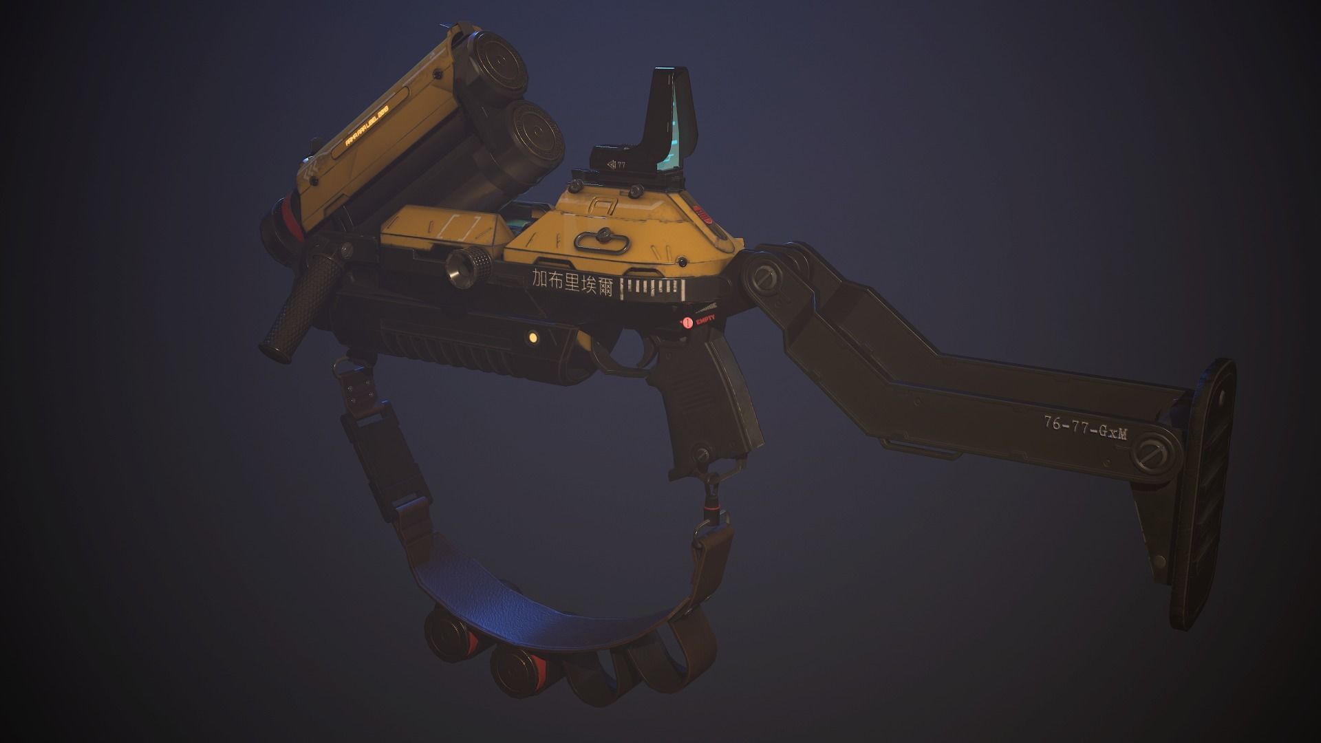 Double Barrel Grenade Launcher Low-poly 3D model_7