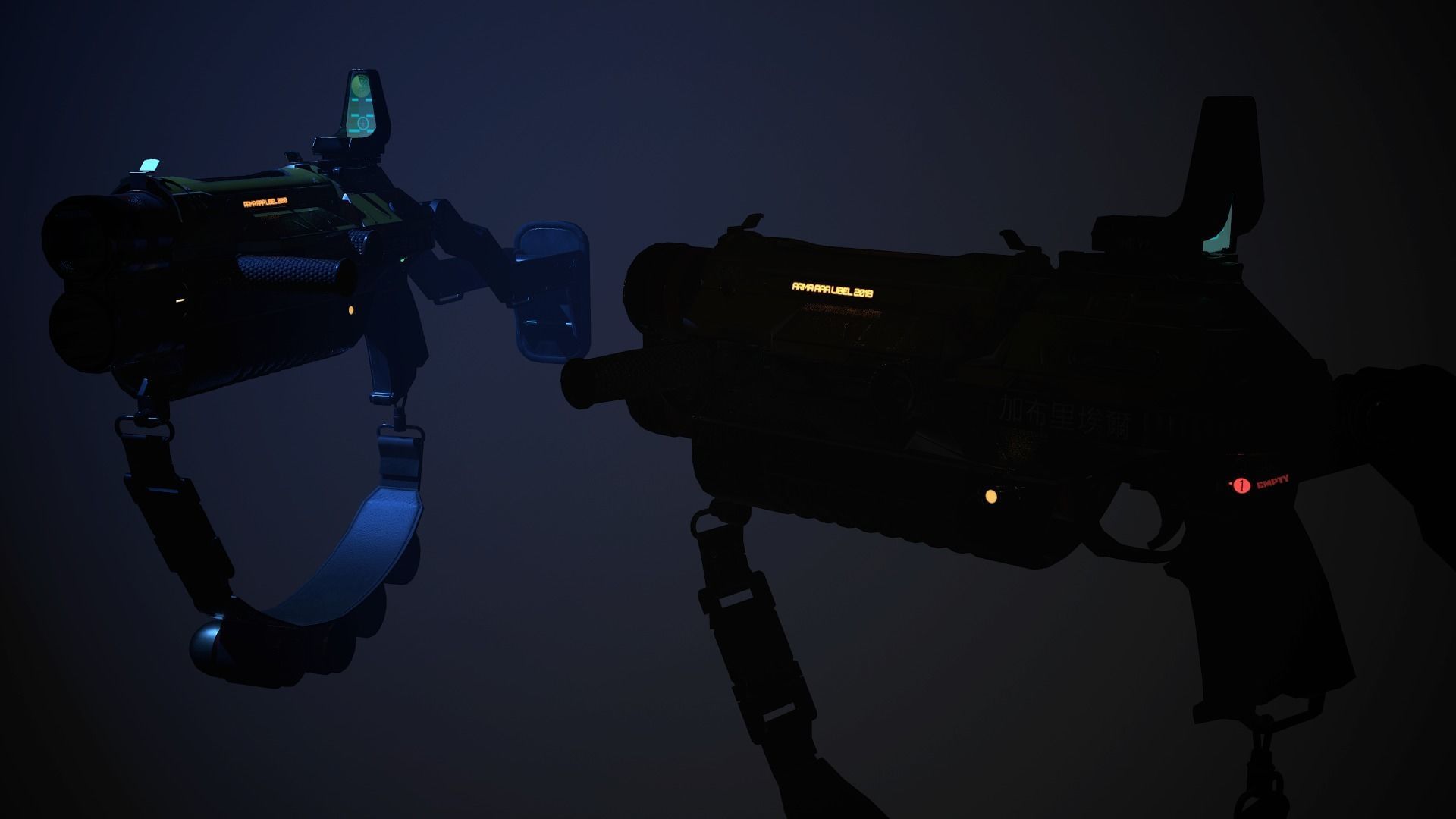 Double Barrel Grenade Launcher Low-poly 3D model_11