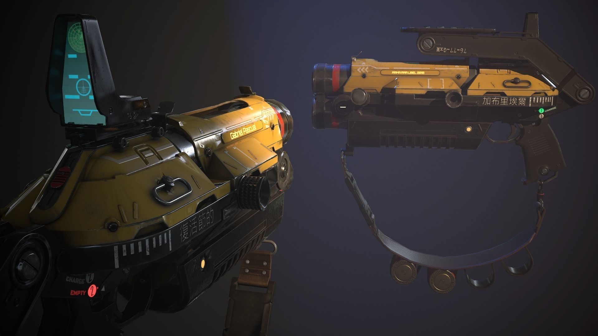 Double Barrel Grenade Launcher Low-poly 3D model_10