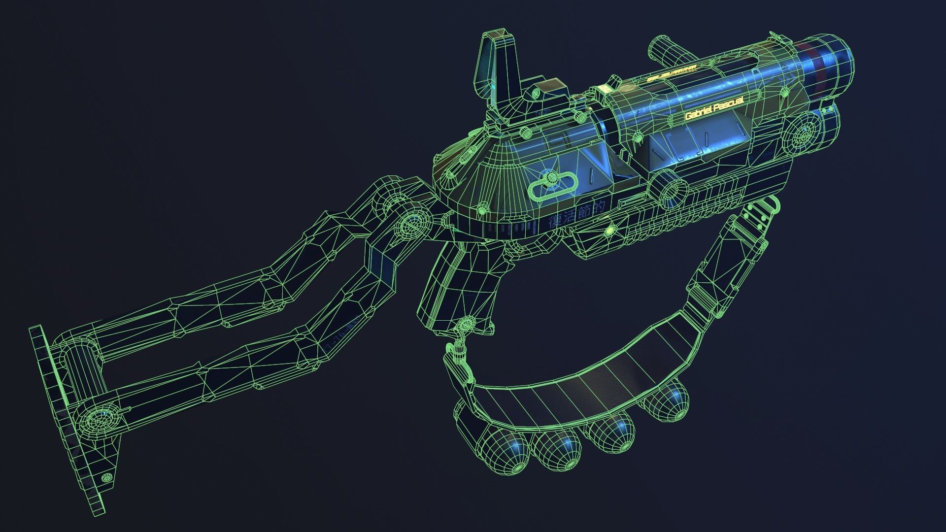 Double Barrel Grenade Launcher Low-poly 3D model_4