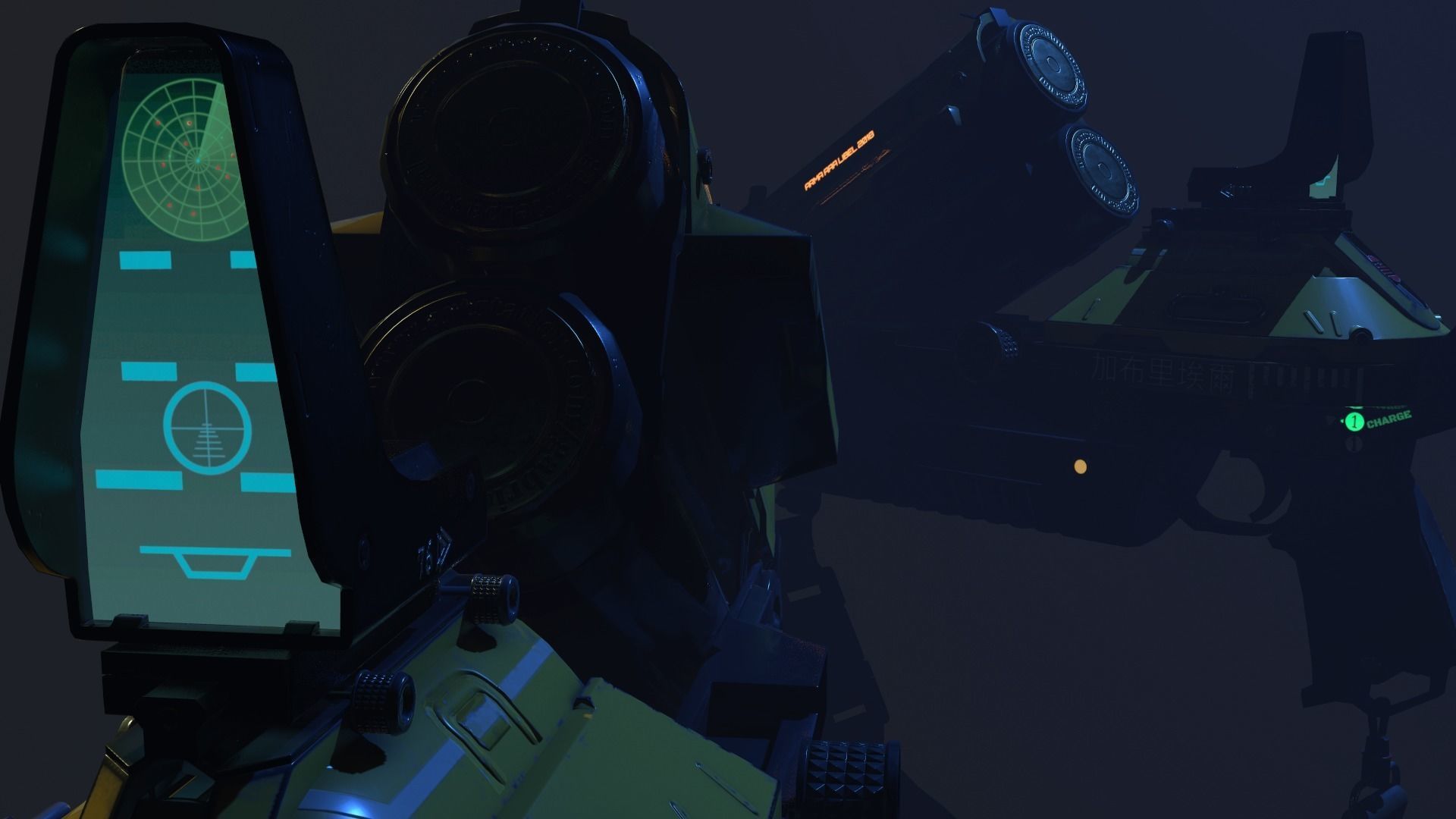 Double Barrel Grenade Launcher Low-poly 3D model_16