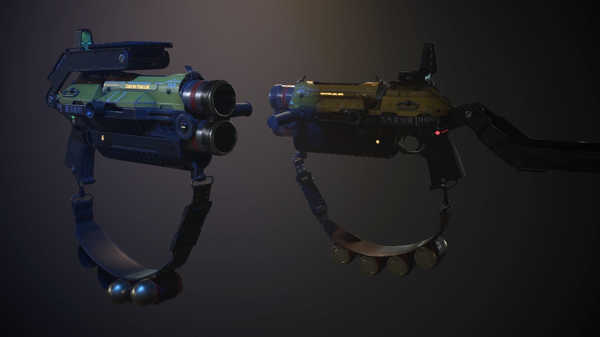 Double Barrel Grenade Launcher Low-poly 3D model_12