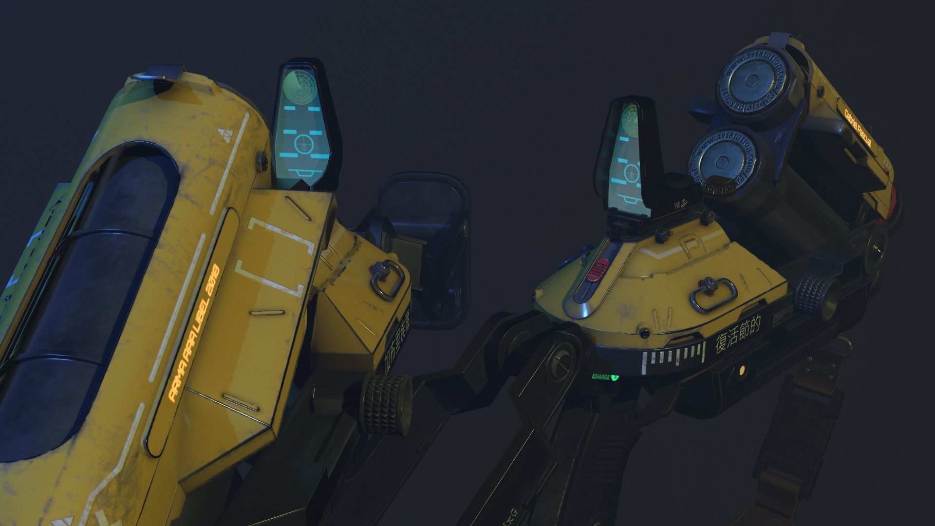 Double Barrel Grenade Launcher Low-poly 3D model_17