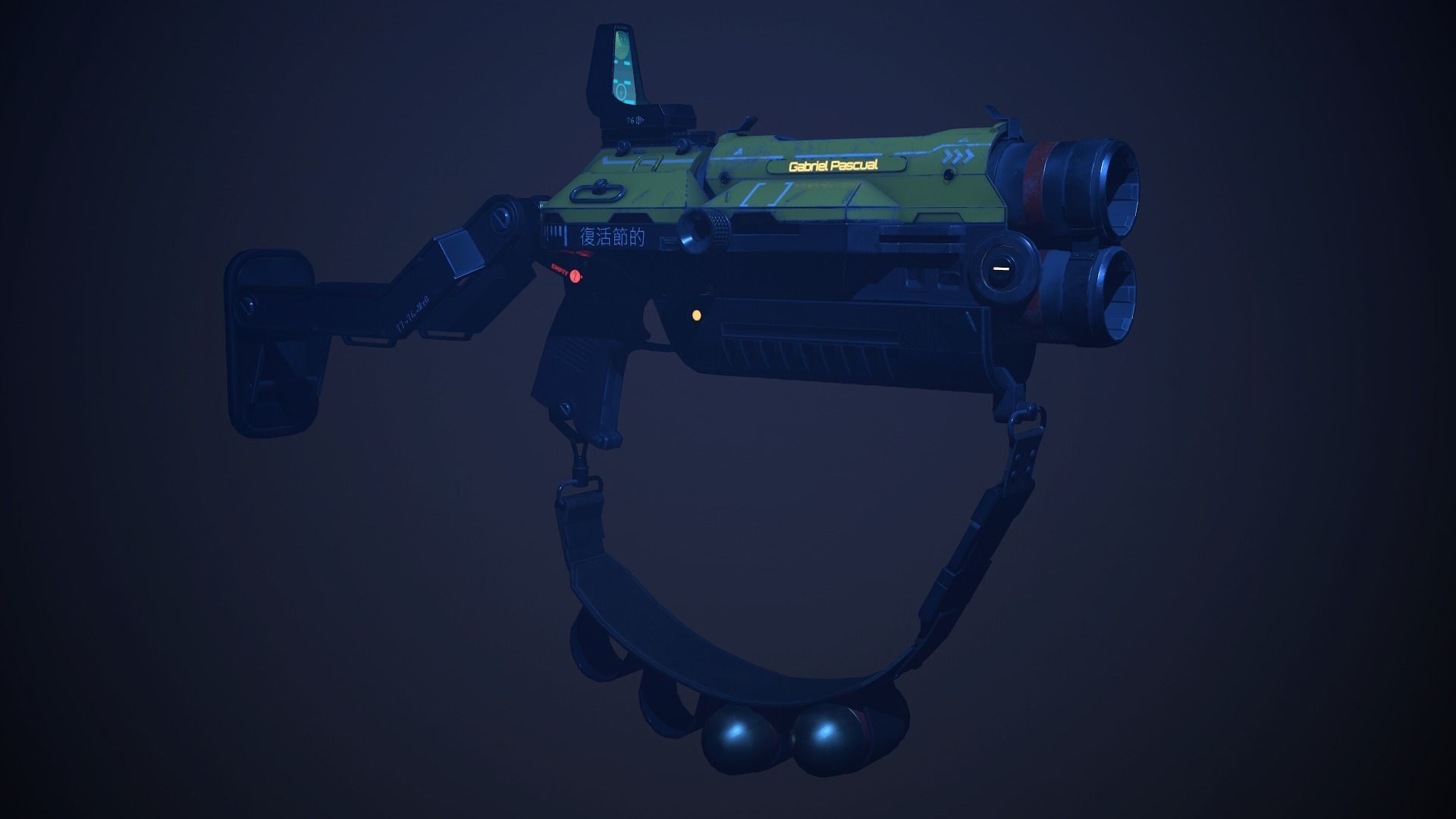 Double Barrel Grenade Launcher Low-poly 3D model_3