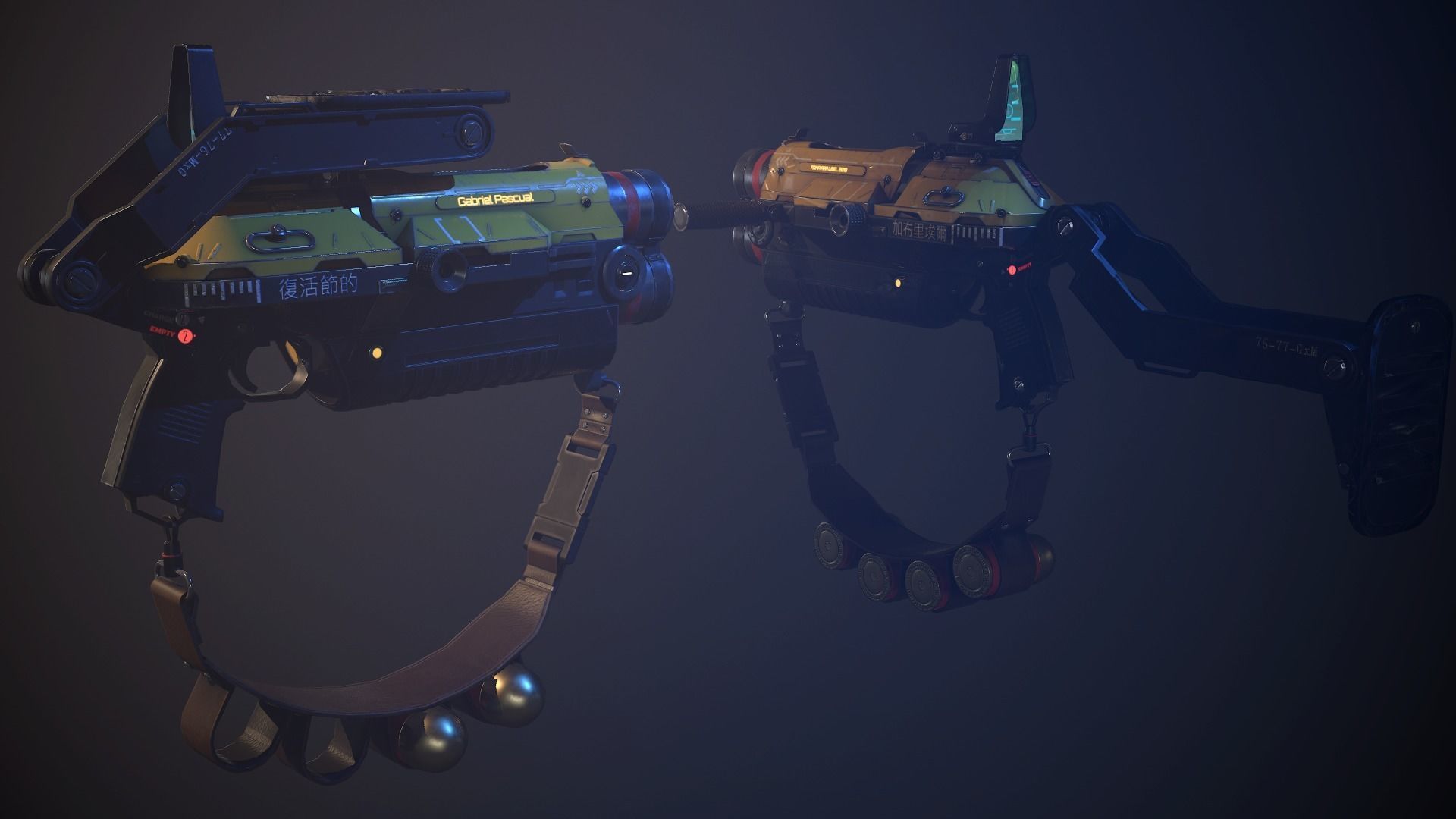 Double Barrel Grenade Launcher Low-poly 3D model_8