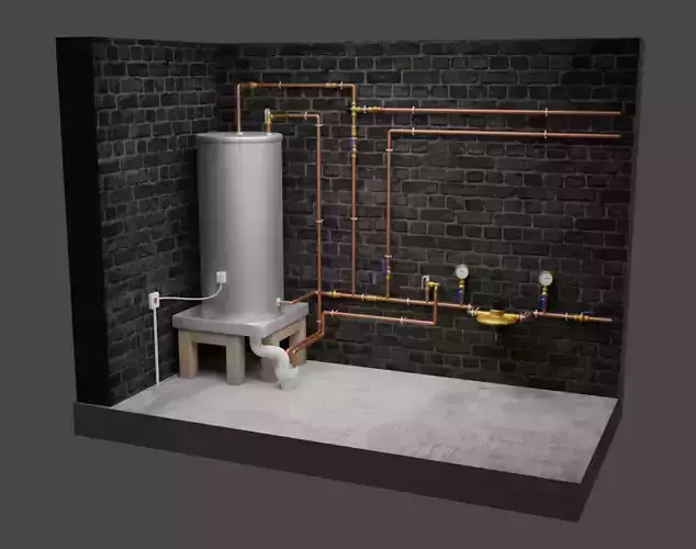 Plumbing Hot Water Heater Engineering 3D model