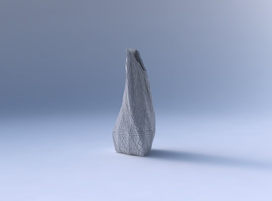 Vase twist puffy tipped triangle with fine mosaic plates 3D print model_4