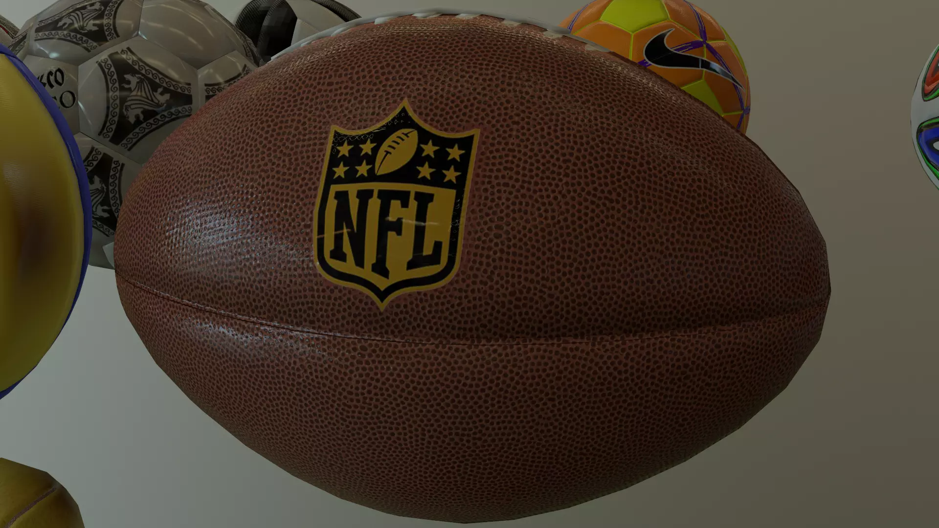 American football  Ball gridiron football Low-poly 3D model_0
