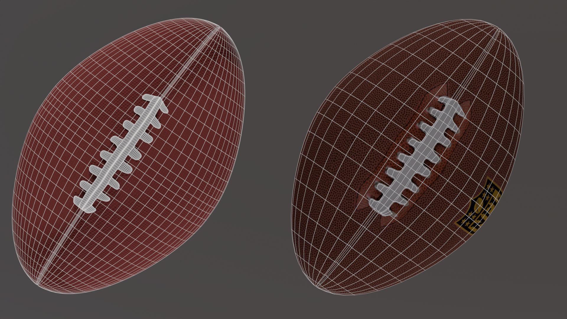 American football  Ball gridiron football Low-poly 3D model_5