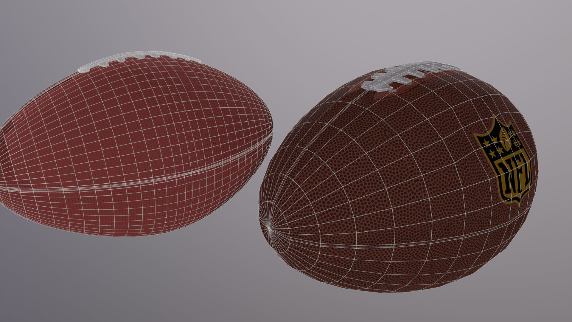 American football  Ball gridiron football Low-poly 3D model_6