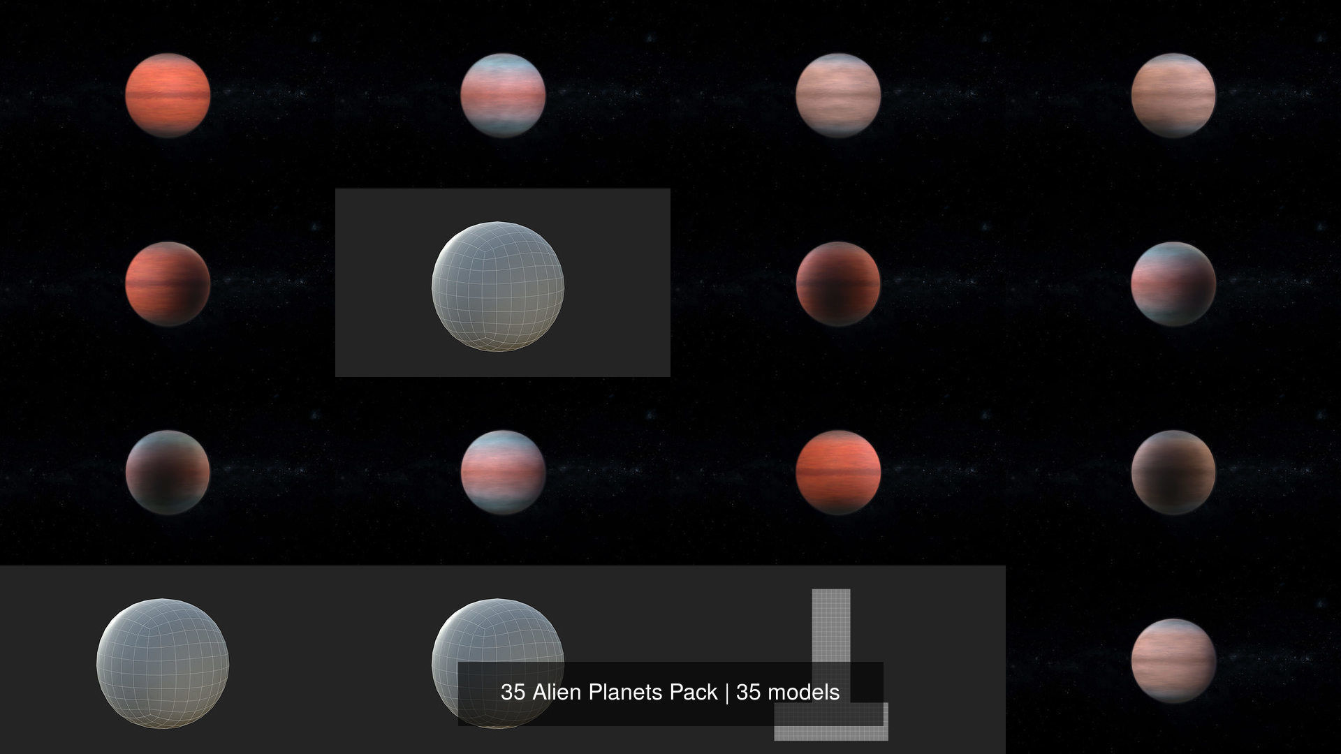 35 Alien Planets Pack 3D Model Collection_7