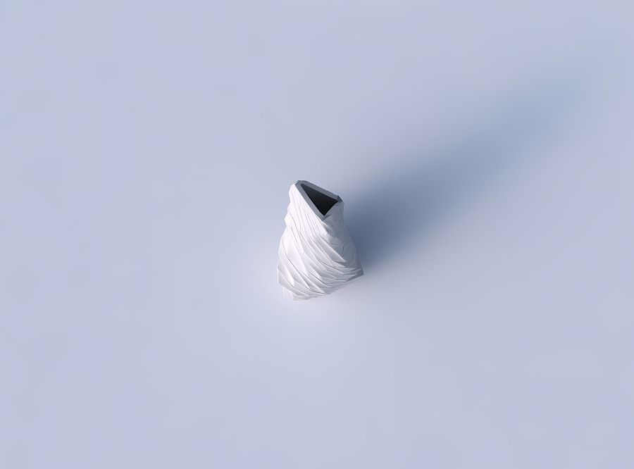 Vase twist puffy tipped triangle with fine twisted organic cells 3D print model_2