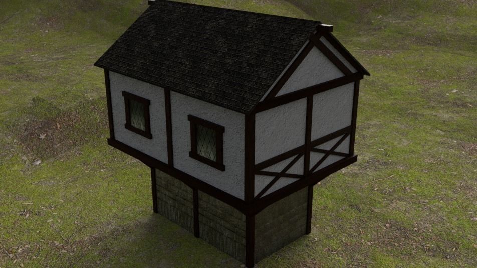 Low poly old house Free 3D model_1