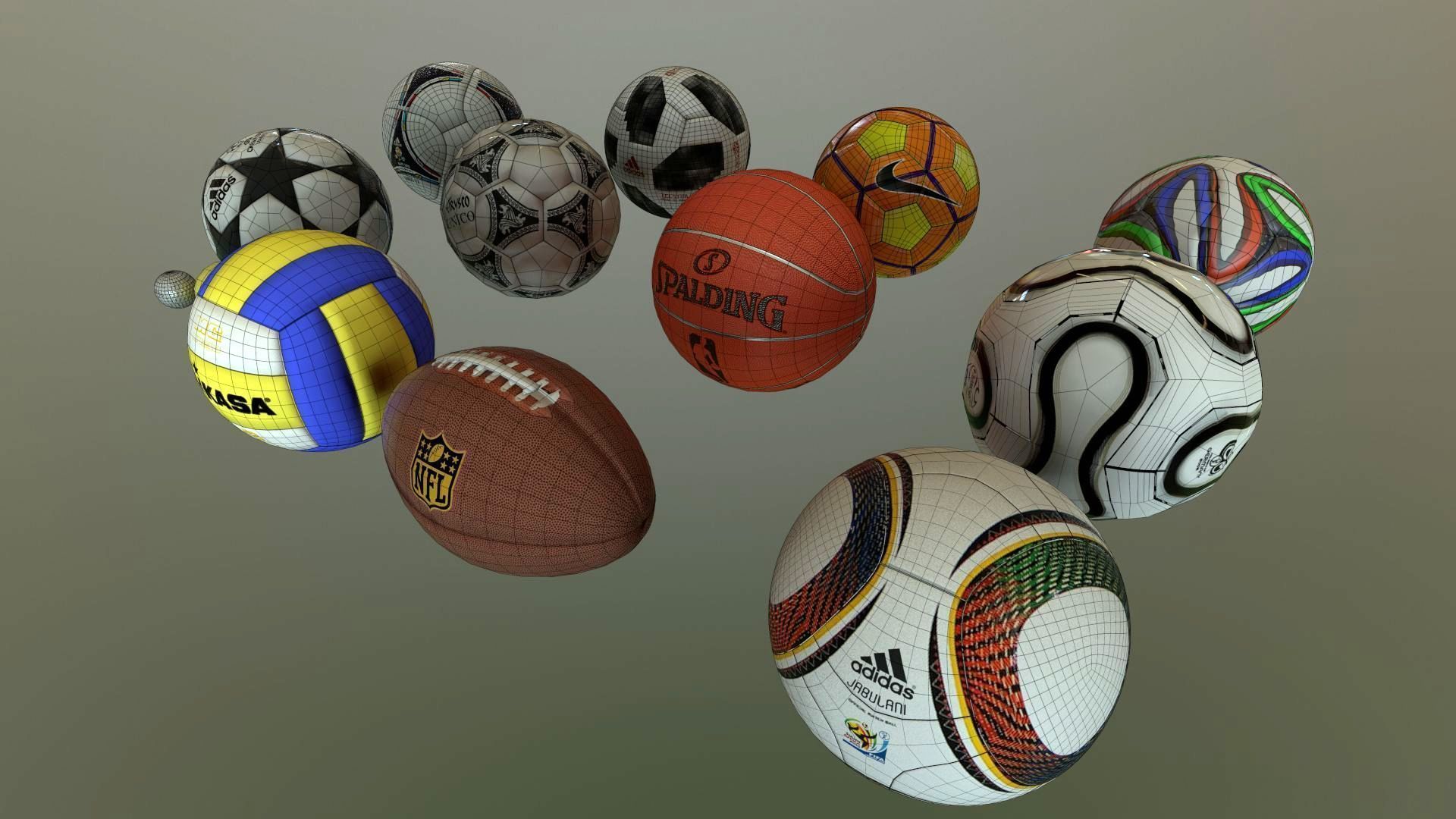 Best Sport Ball Collection High and Low Poly Subdivision ready _17