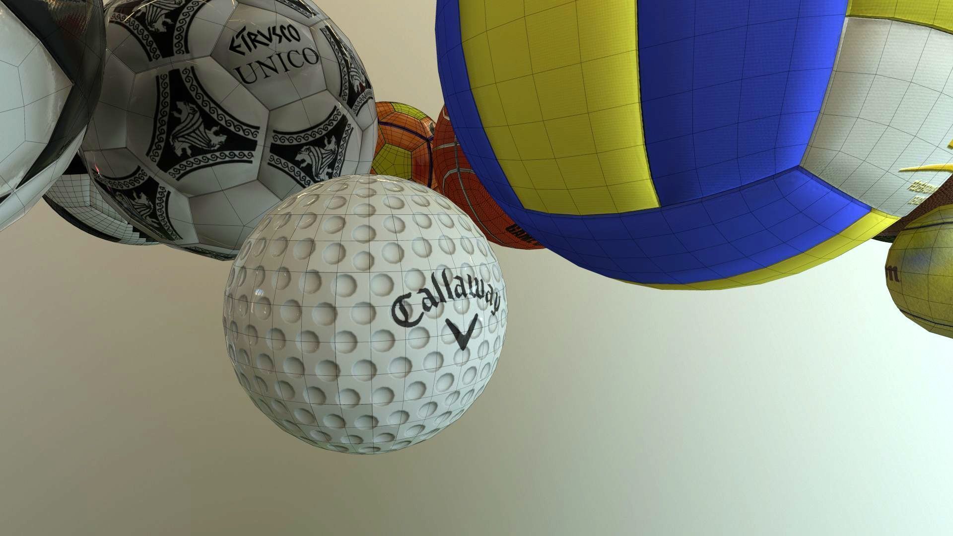 Best Sport Ball Collection High and Low Poly Subdivision ready _5