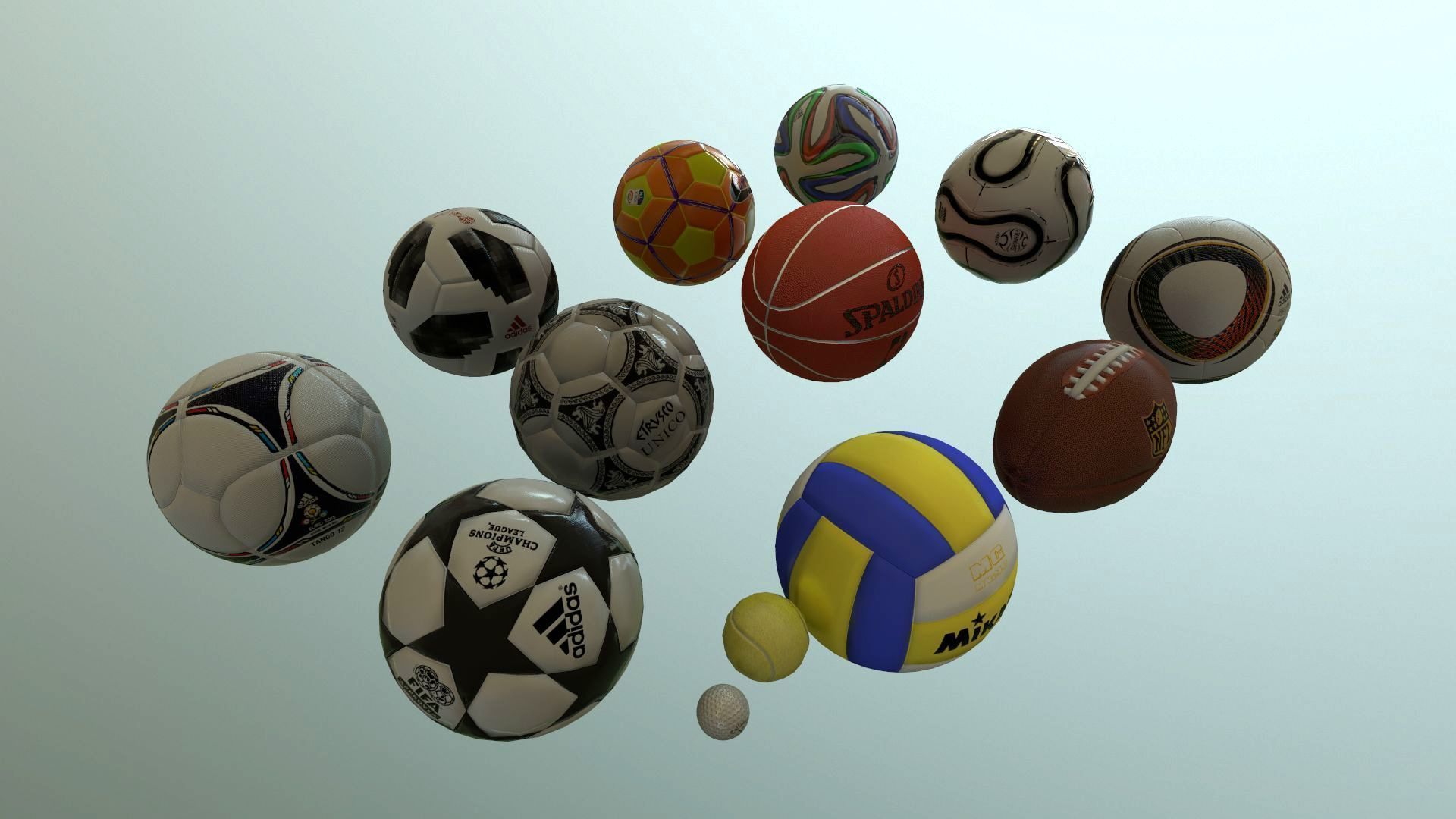 Best Sport Ball Collection High and Low Poly Subdivision ready _10