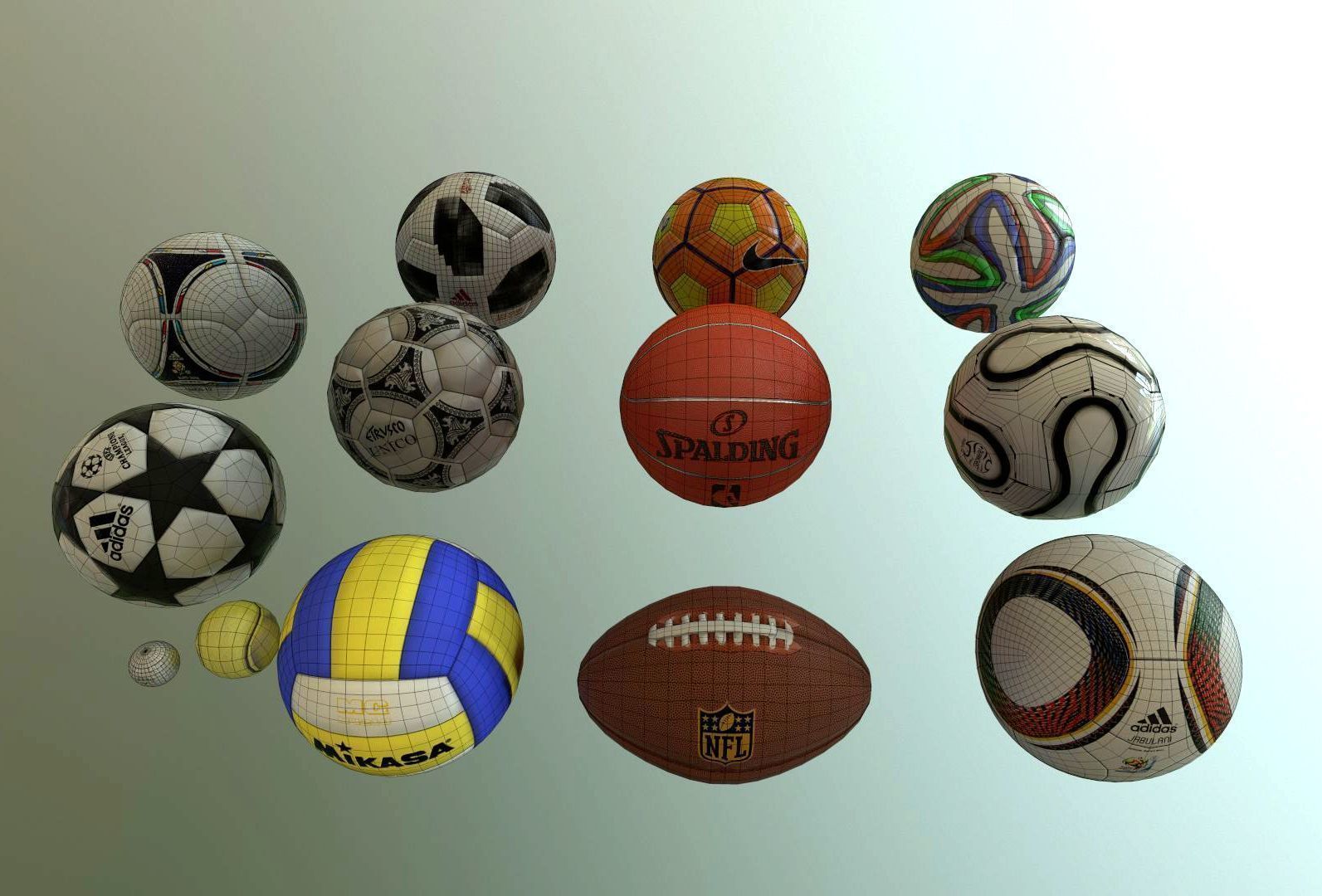 Best Sport Ball Collection High and Low Poly Subdivision ready _19