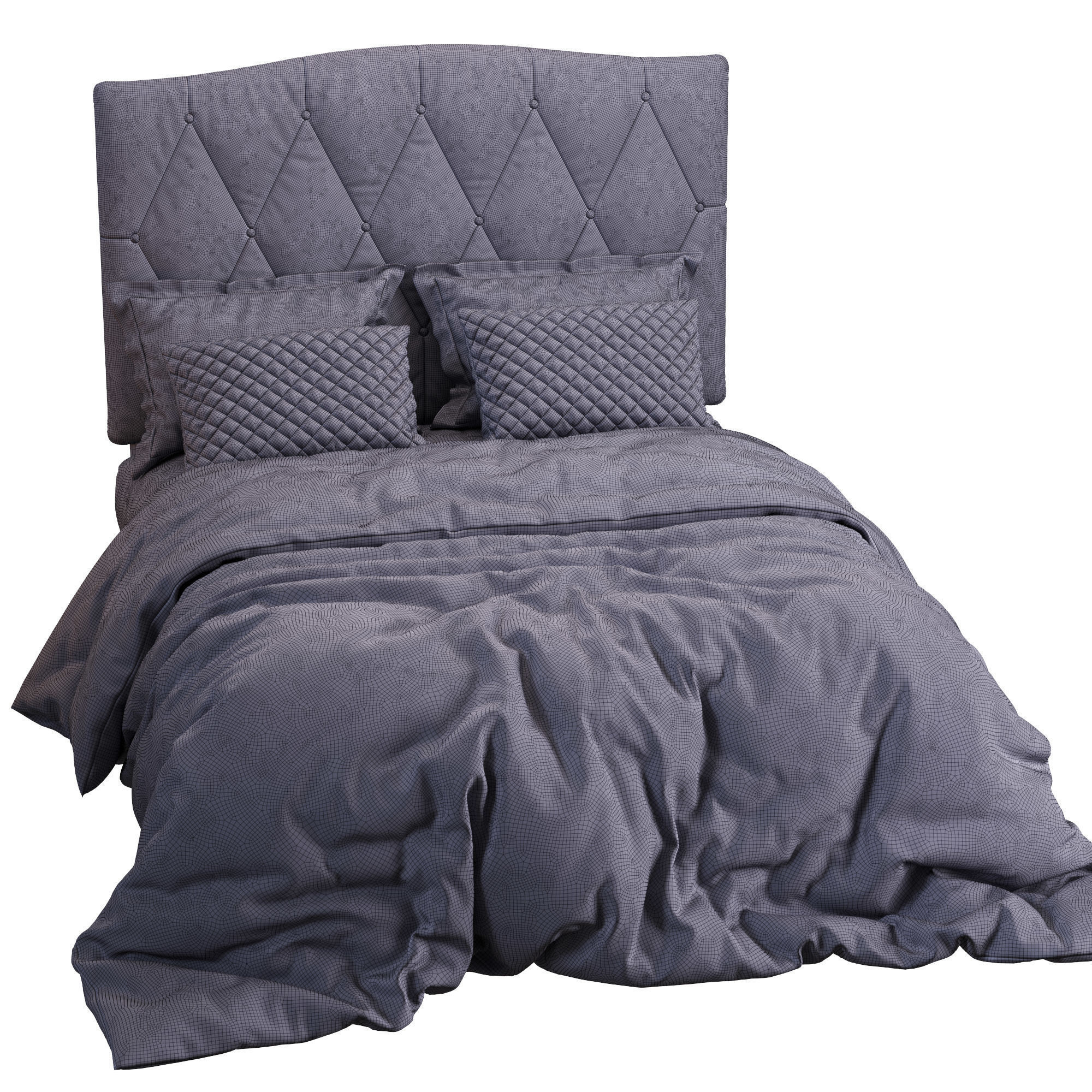 Elliot Curved Upholstered Bed 3D model_2