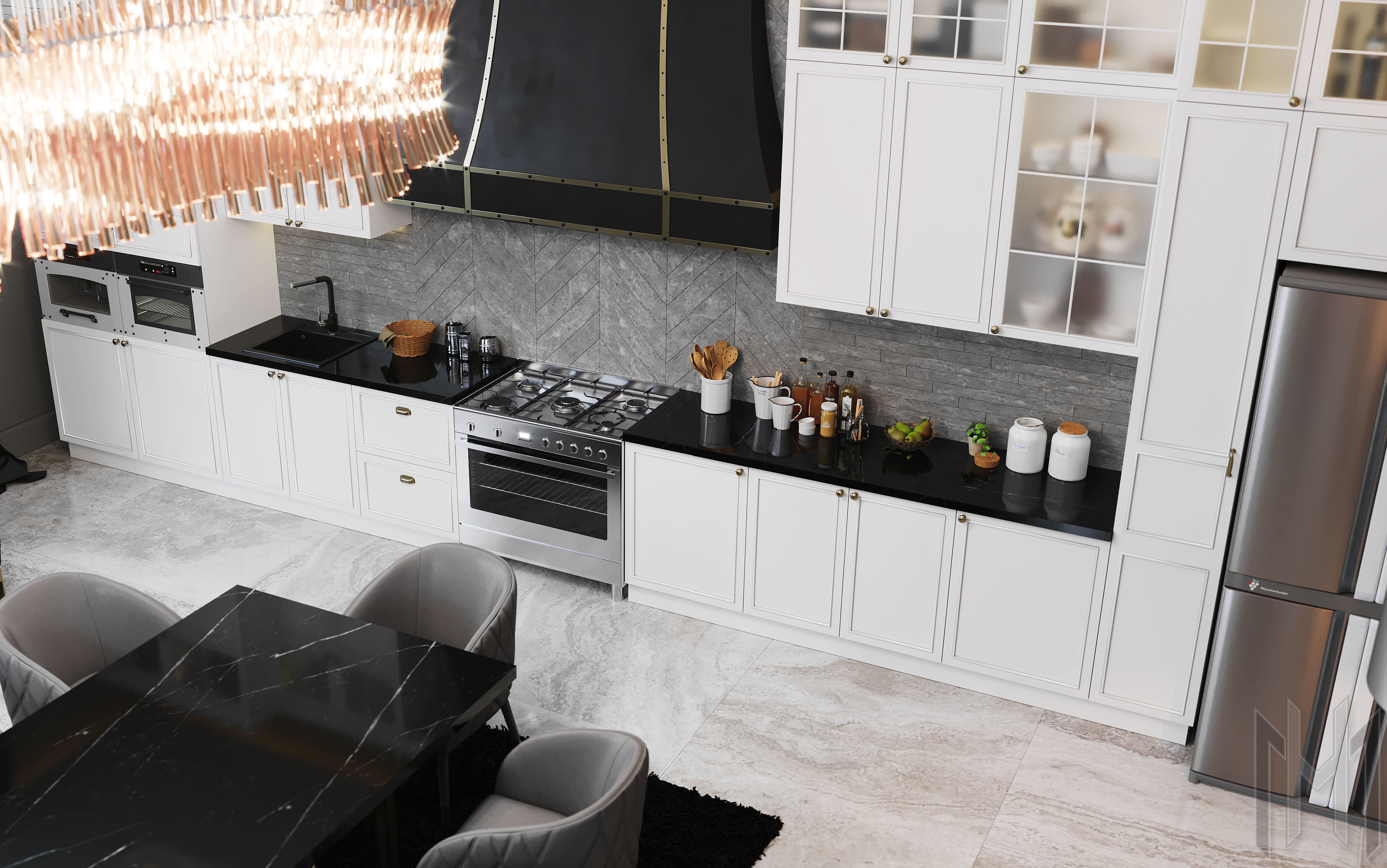 kitchen modern with granite counter tops 3D model_2