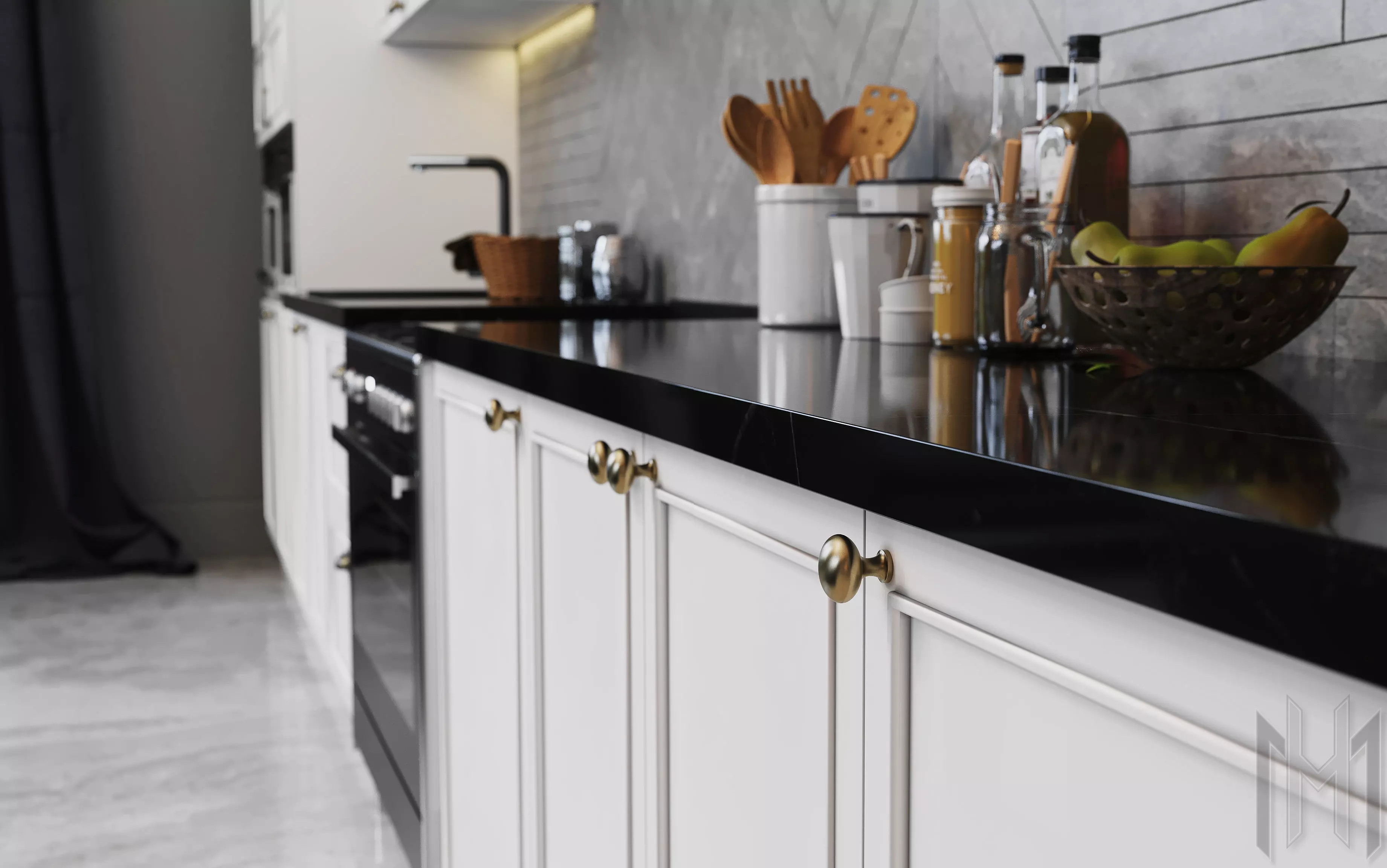 kitchen modern with granite counter tops 3D model_0