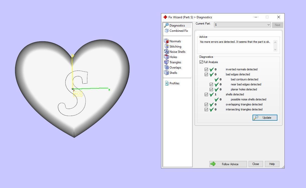 Pendant initial heart S 3D print model_14