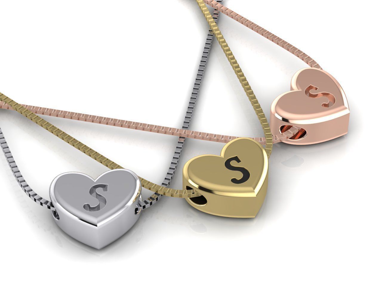 Pendant initial heart S 3D print model_4