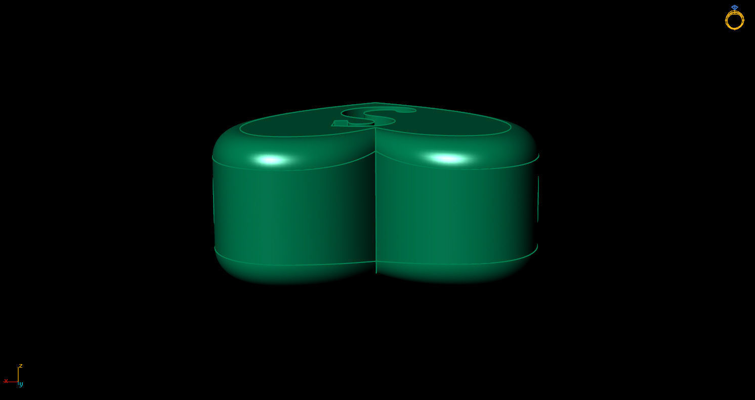 Pendant initial heart S 3D print model_8