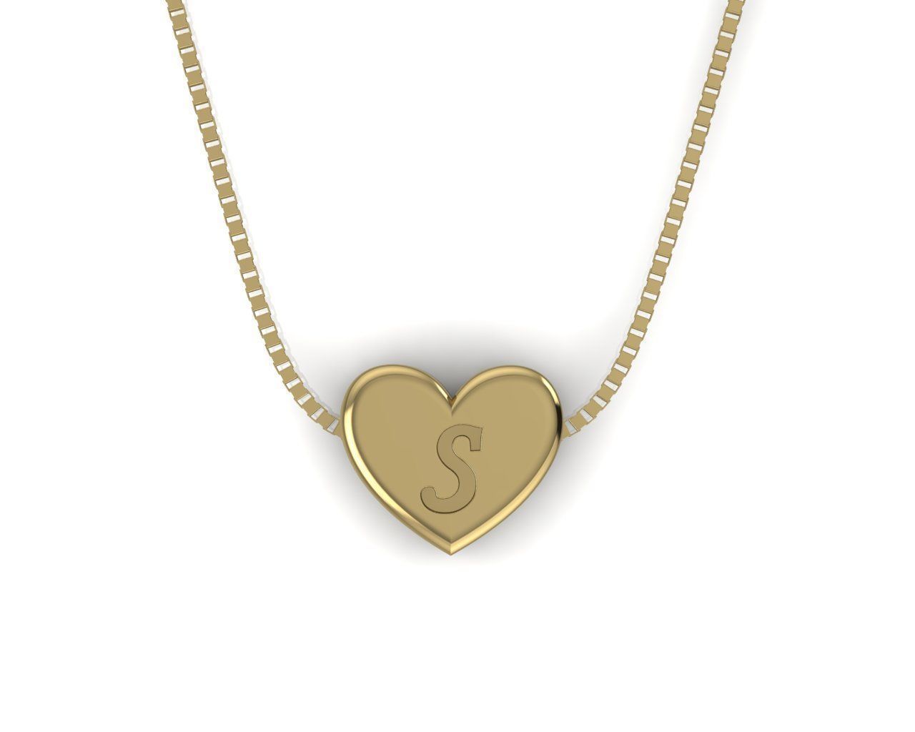Pendant initial heart S 3D print model_1